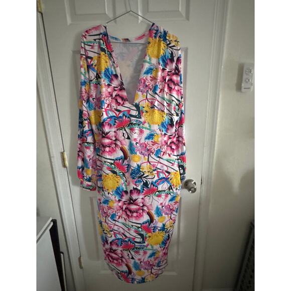 White Floral Maxi Dress plus size party dress 2XL - Picture 3 of 9